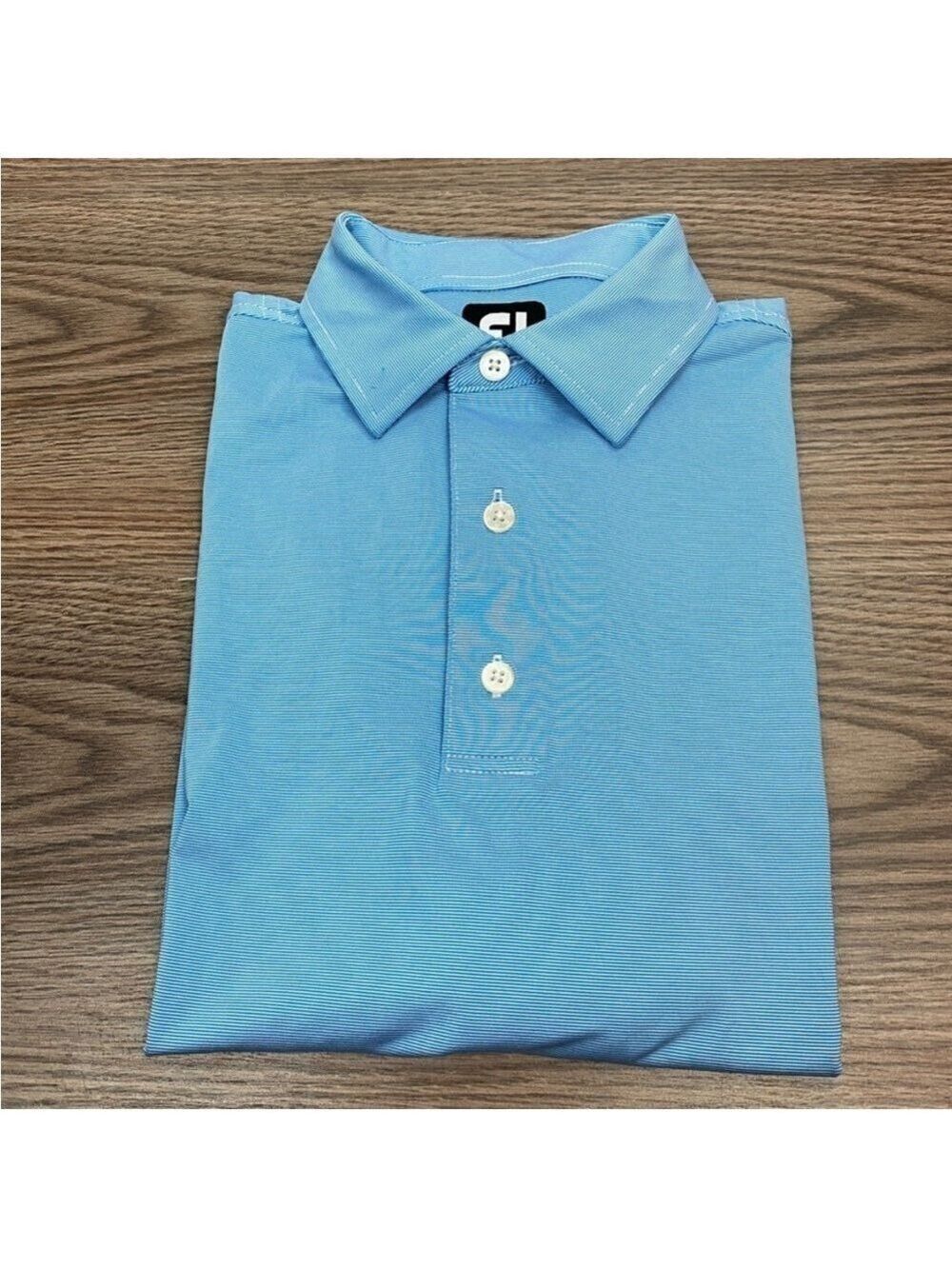 FootJoy Light Blue & White Micro Stripe Golf Polo Shirt, size L